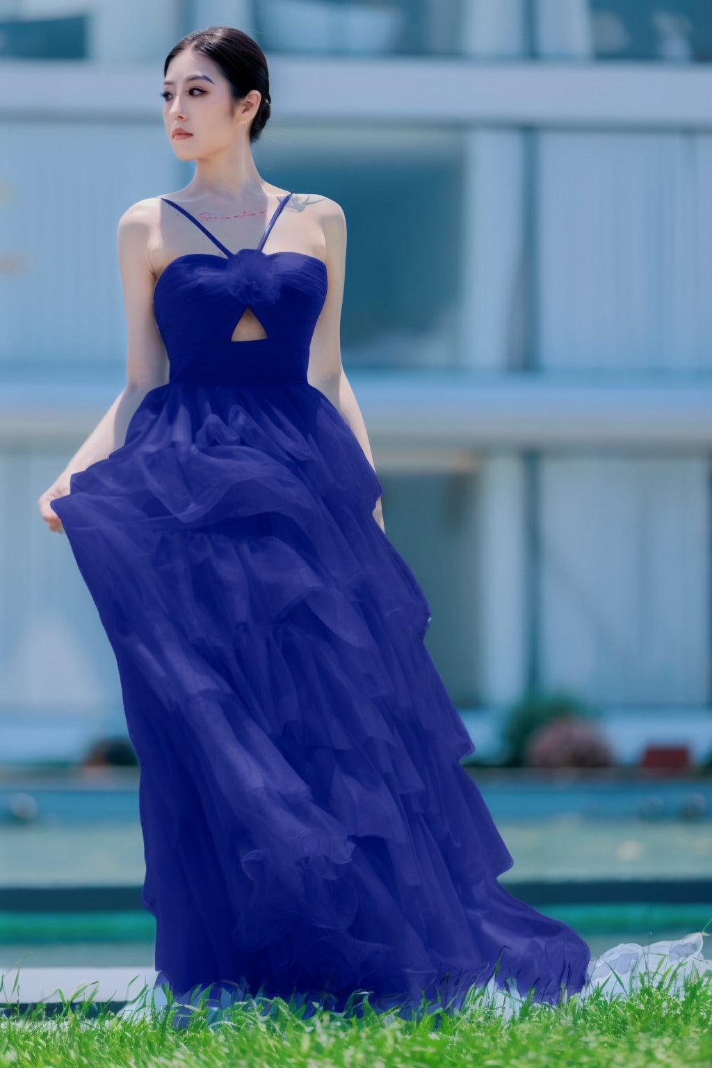 Princess Sweep-Brush Train Tulle Prom Dress CS0493