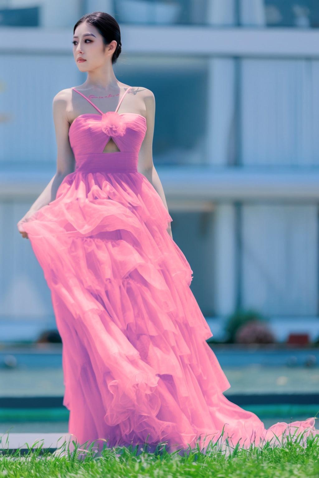 Princess Sweep-Brush Train Tulle Prom Dress CS0493