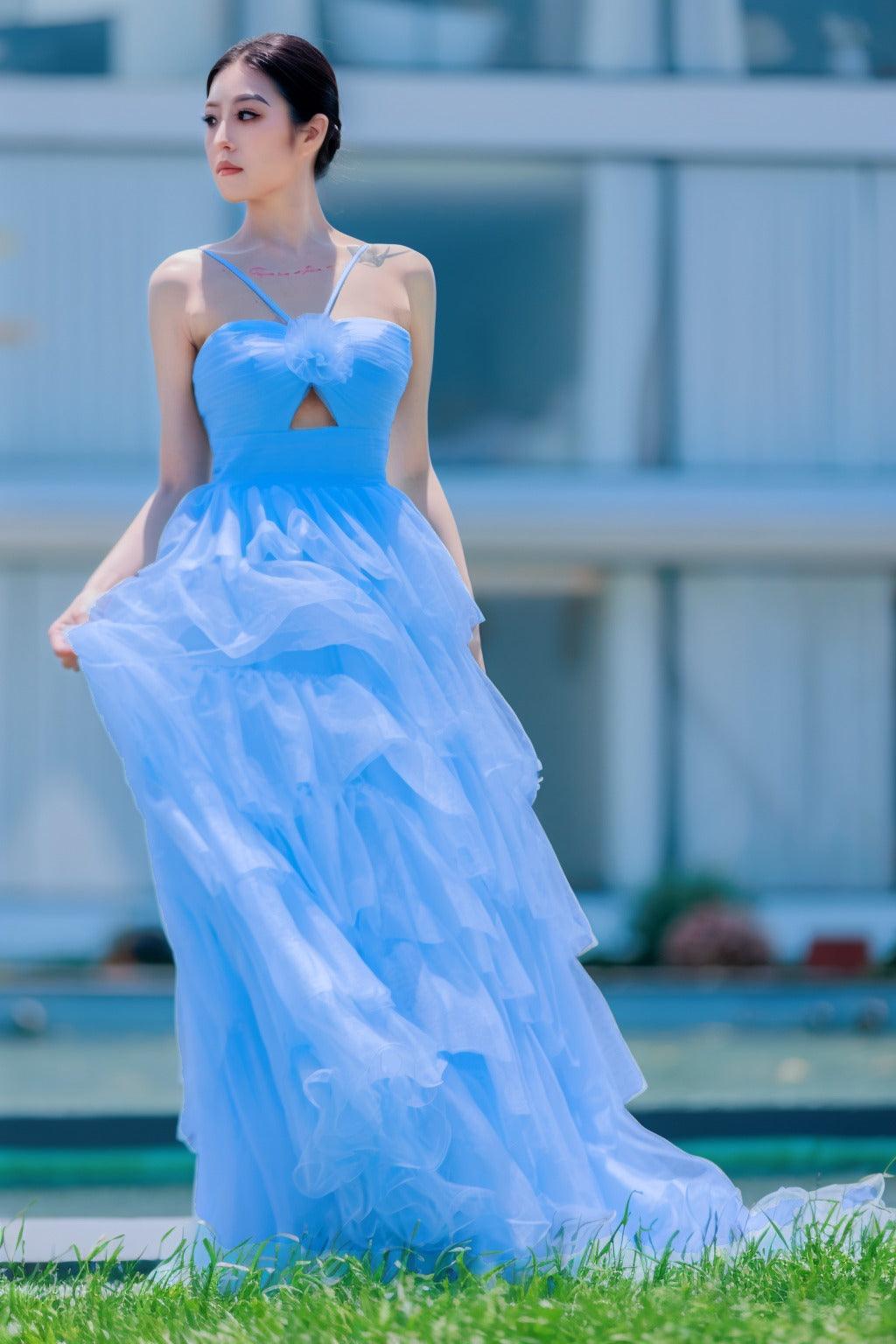 Princess Sweep-Brush Train Tulle Prom Dress CS0493