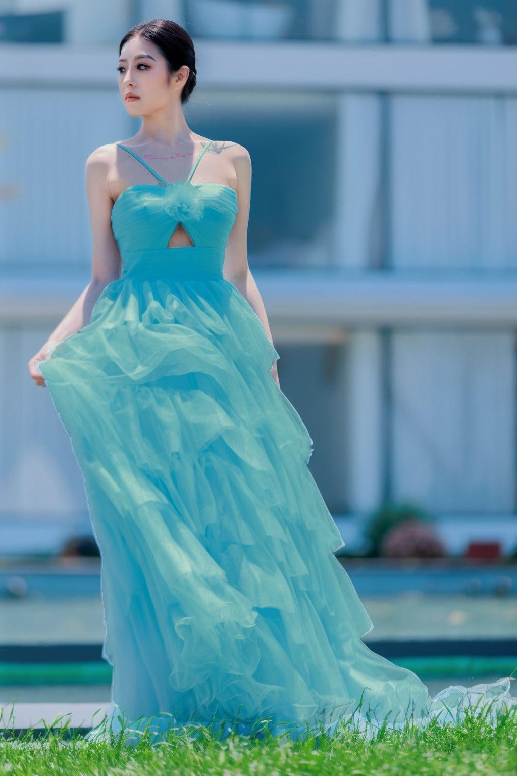 Princess Sweep-Brush Train Tulle Prom Dress CS0493