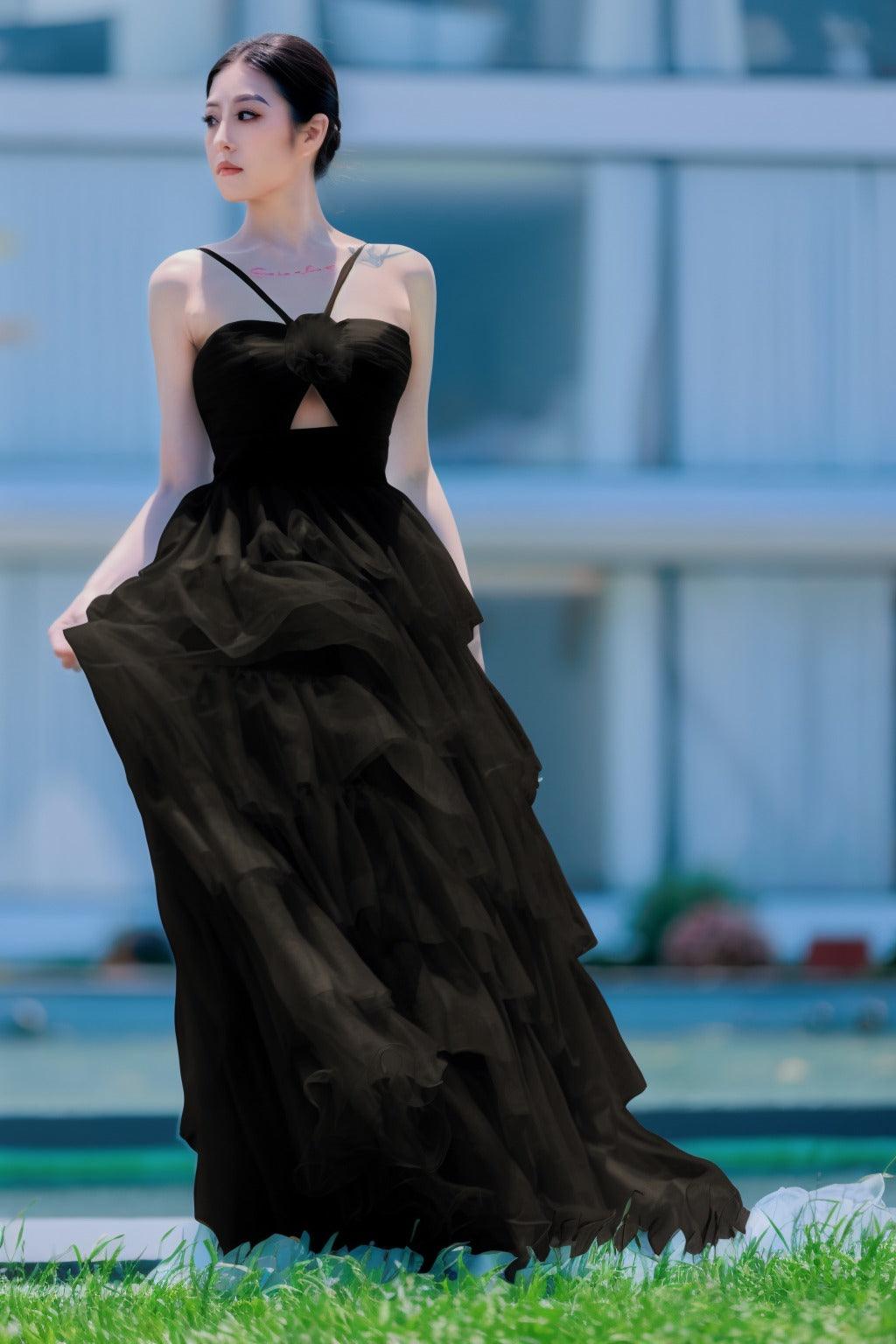 Princess Sweep-Brush Train Tulle Prom Dress CS0493