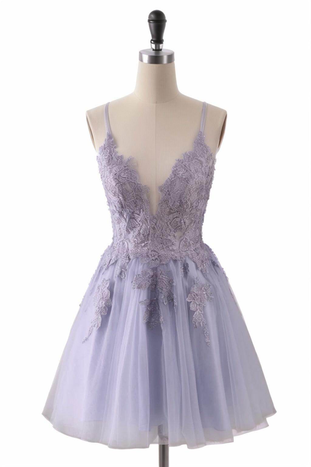 A-Line Short-Mini Tulle Homecoming Dresses COCOMELODY CS0506, Veiled Rose A-Line Short-Mini Tulle Homecoming Dresses COCOMELODY CS0506, Veiled Rose