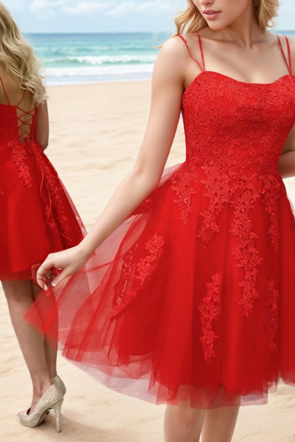 A-Line Knee Length Tulle Homecoming Dresses CS0521 - COCOMELODY