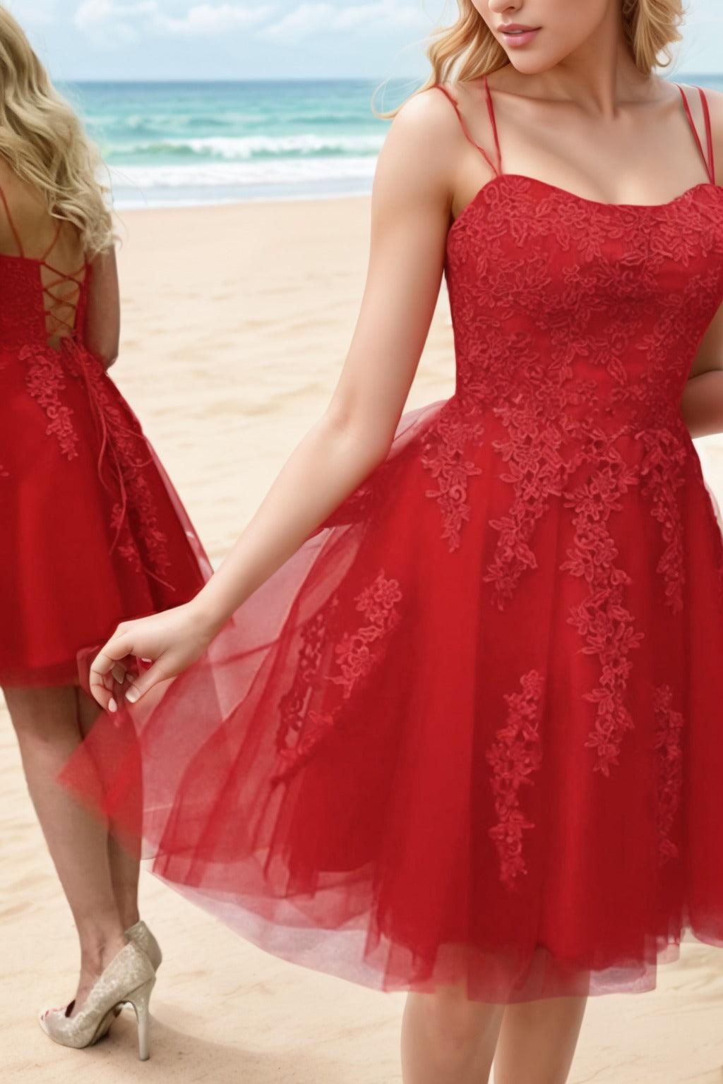 A-Line Knee Length Tulle Homecoming Dresses CS0521 - COCOMELODY