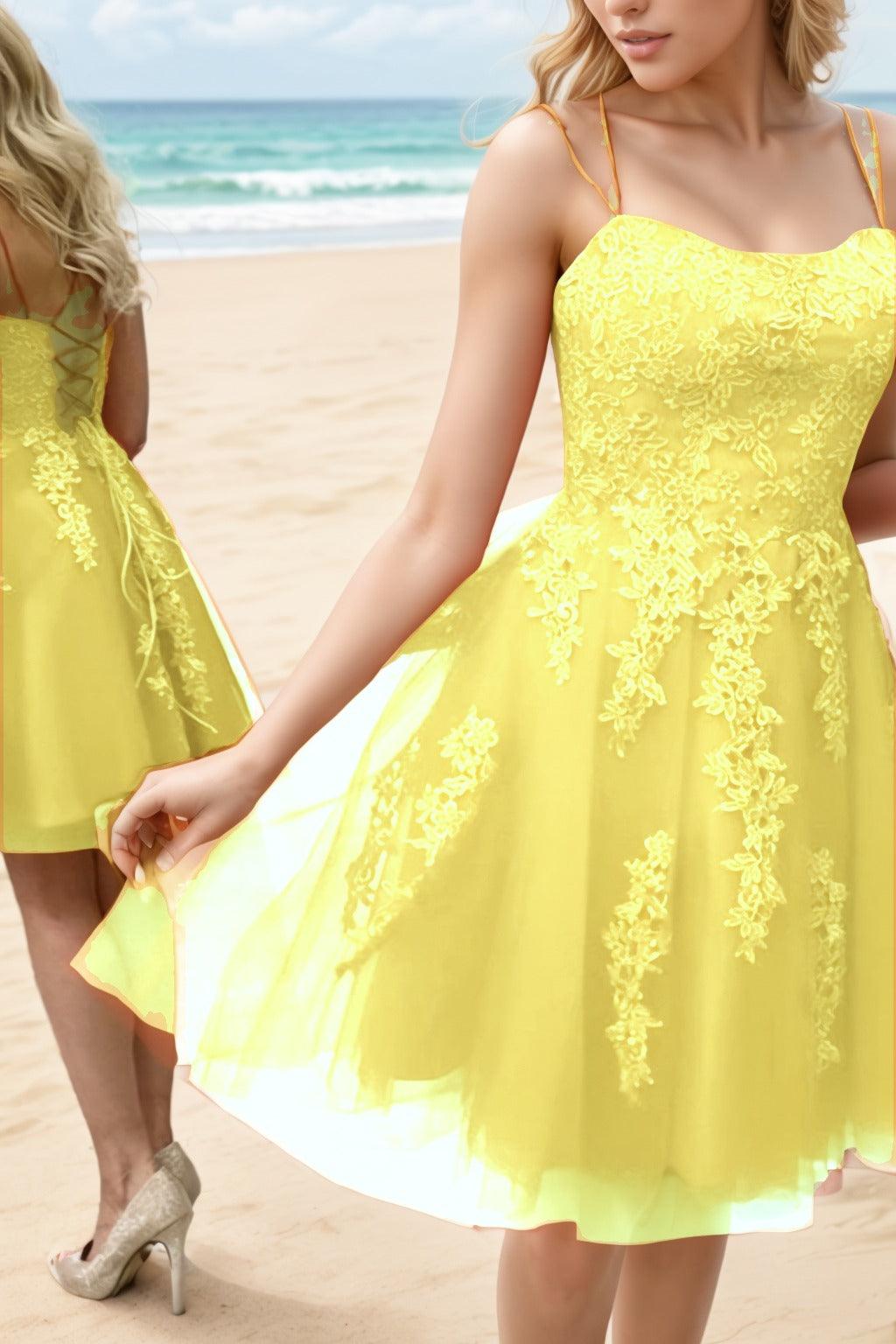 A-Line Knee Length Tulle Homecoming Dresses CS0521 - COCOMELODY
