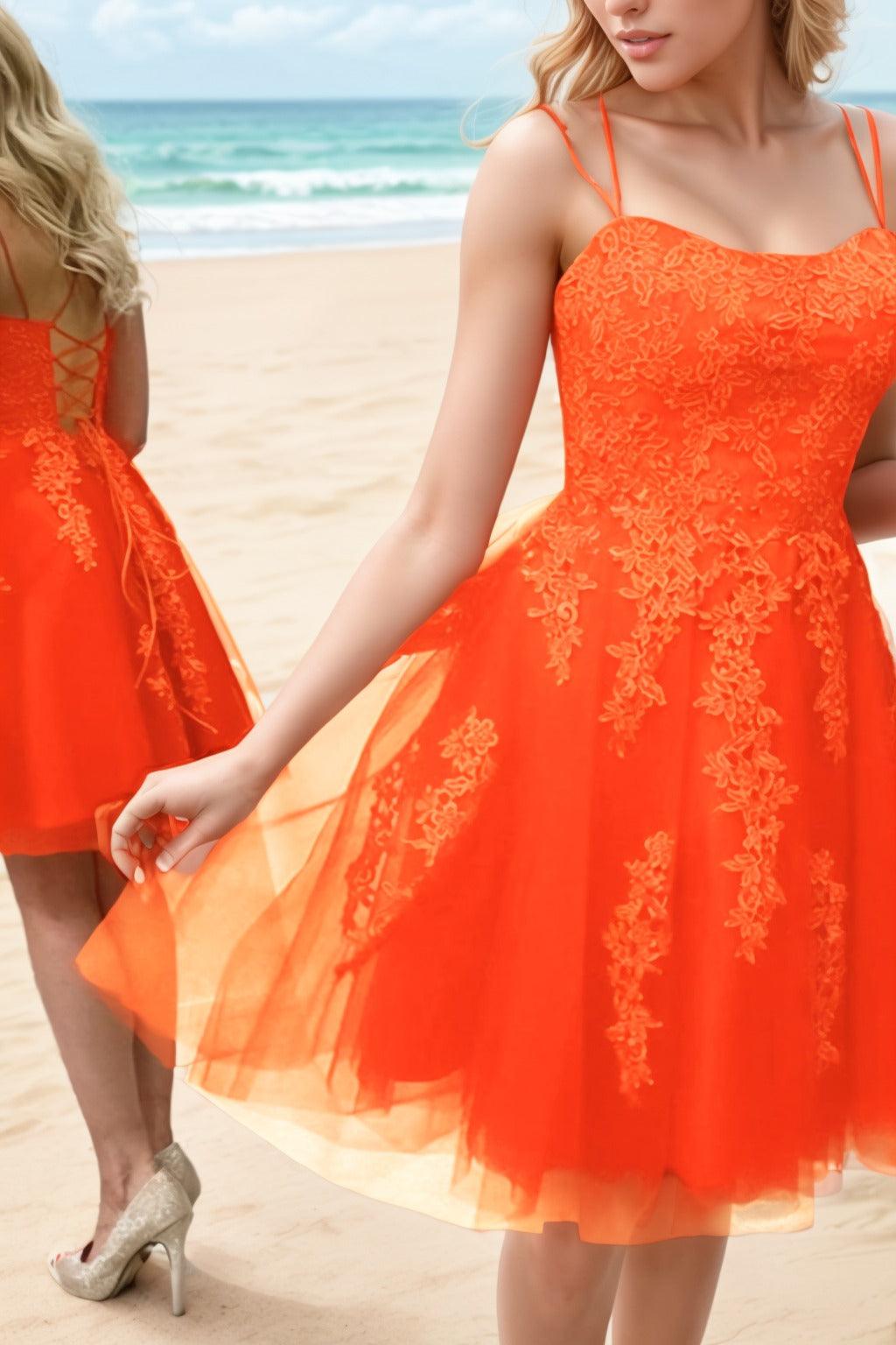 A-Line Knee Length Tulle Homecoming Dresses CS0521 - COCOMELODY