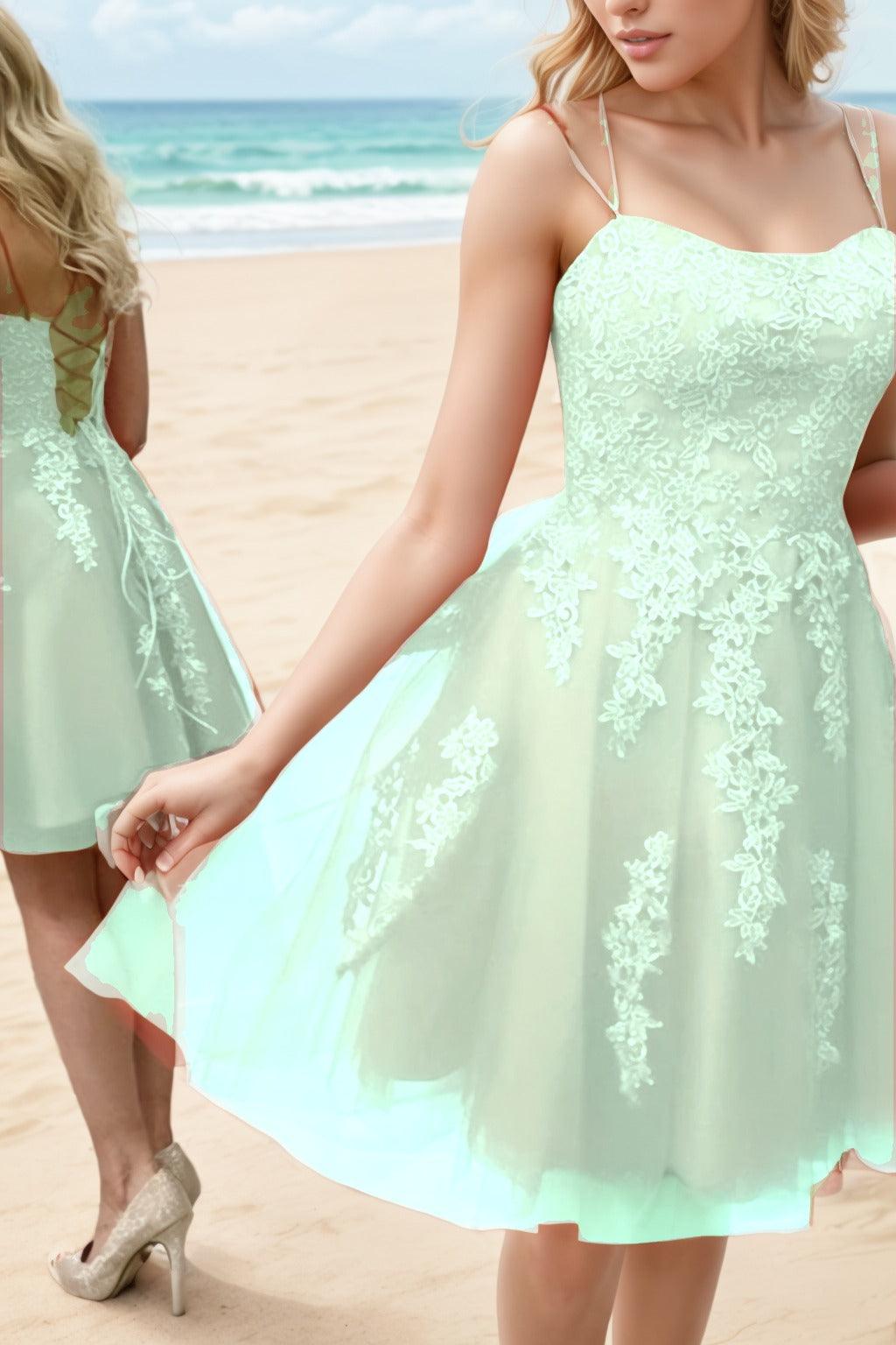 A-Line Knee Length Tulle Homecoming Dresses CS0521 - COCOMELODY