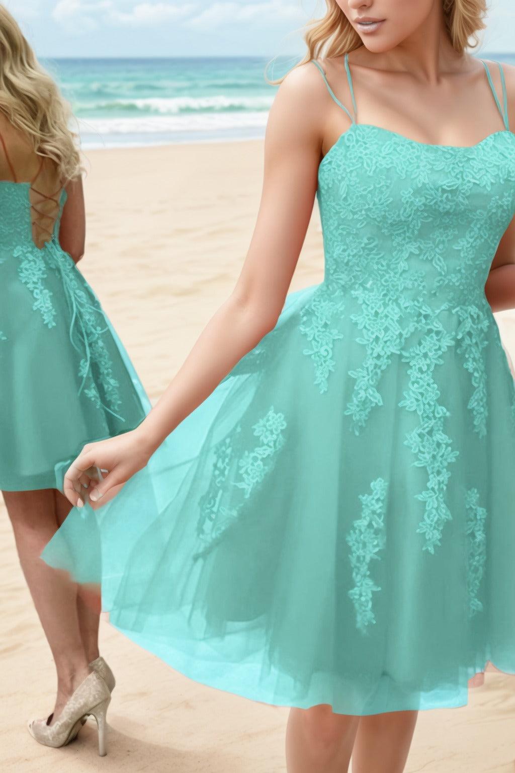 A-Line Knee Length Tulle Homecoming Dresses CS0521 - COCOMELODY
