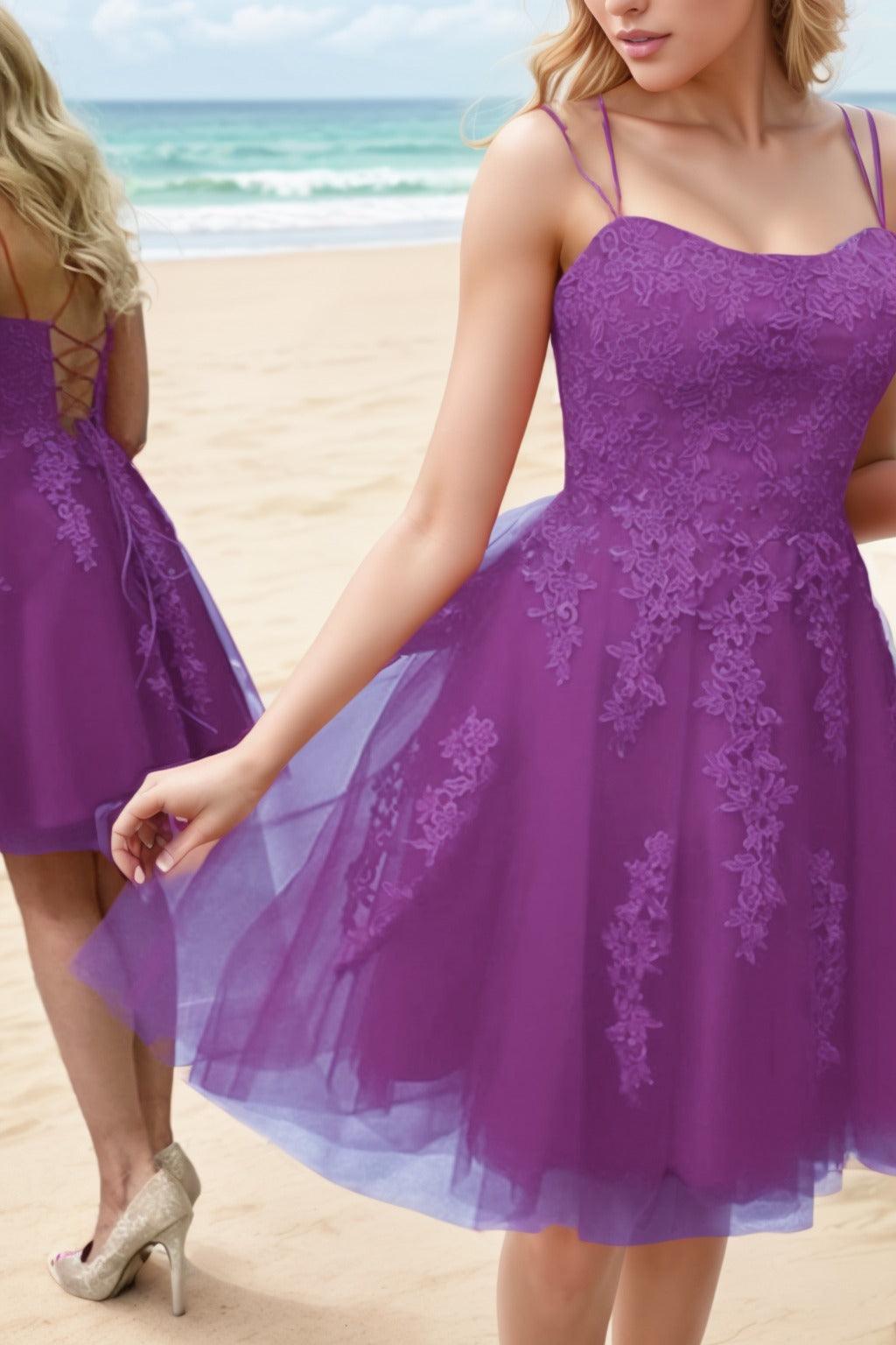 A-Line Knee Length Tulle Homecoming Dresses CS0521 - COCOMELODY