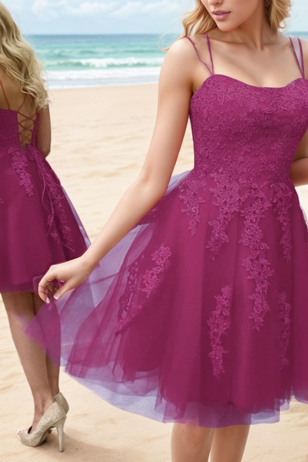 A-Line Knee Length Tulle Homecoming Dresses CS0521 - COCOMELODY