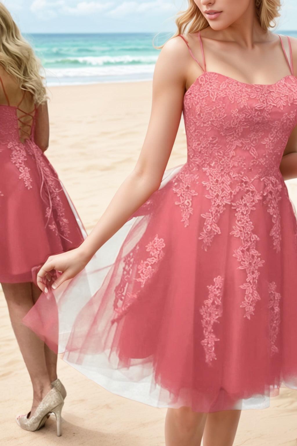A-Line Knee Length Tulle Homecoming Dresses CS0521 - COCOMELODY