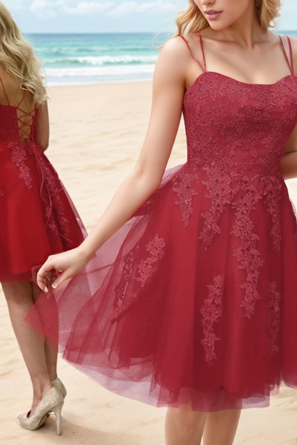 A-Line Knee Length Tulle Homecoming Dresses CS0521 - COCOMELODY
