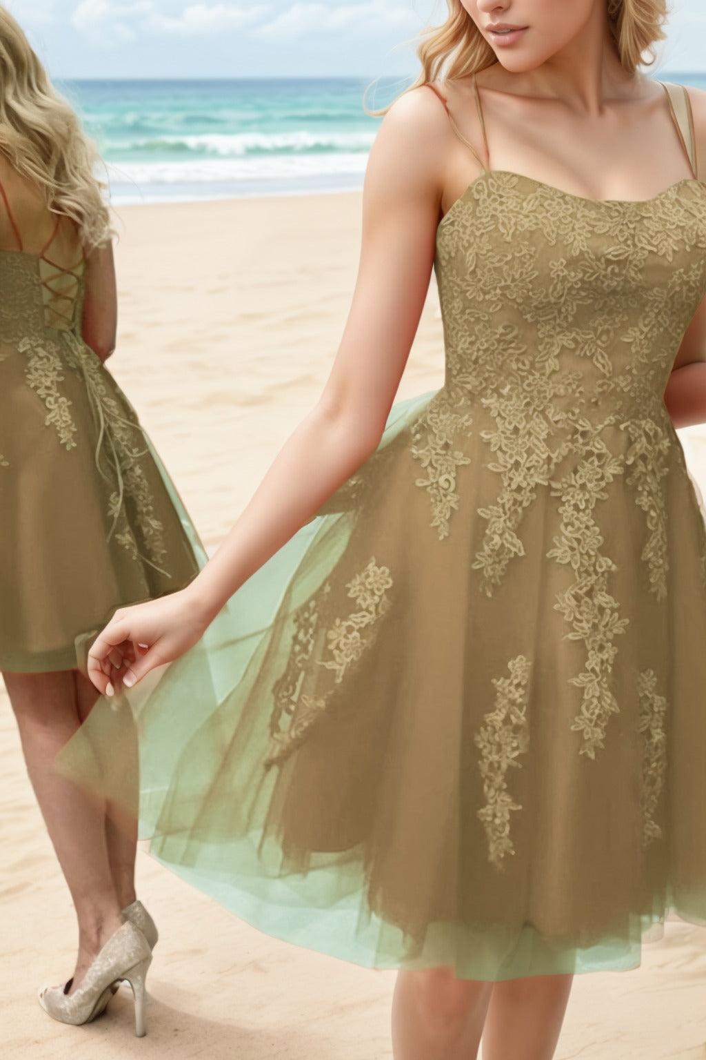 A-Line Knee Length Tulle Homecoming Dresses CS0521 - COCOMELODY