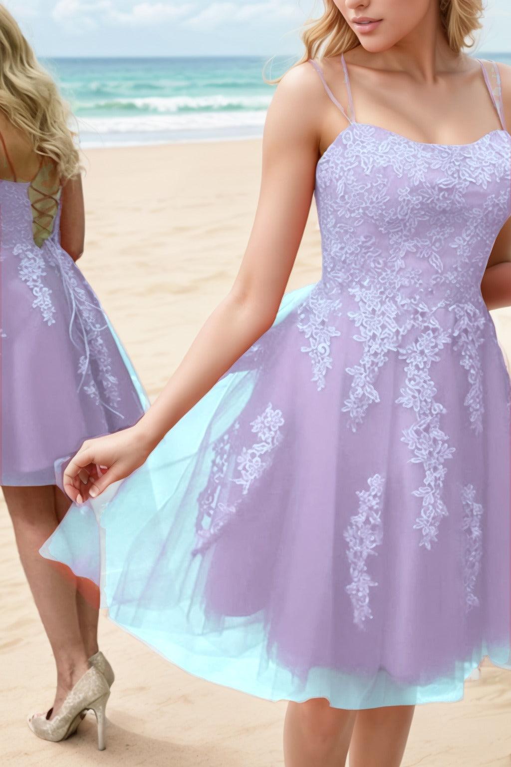 A-Line Knee Length Tulle Homecoming Dresses CS0521 - COCOMELODY