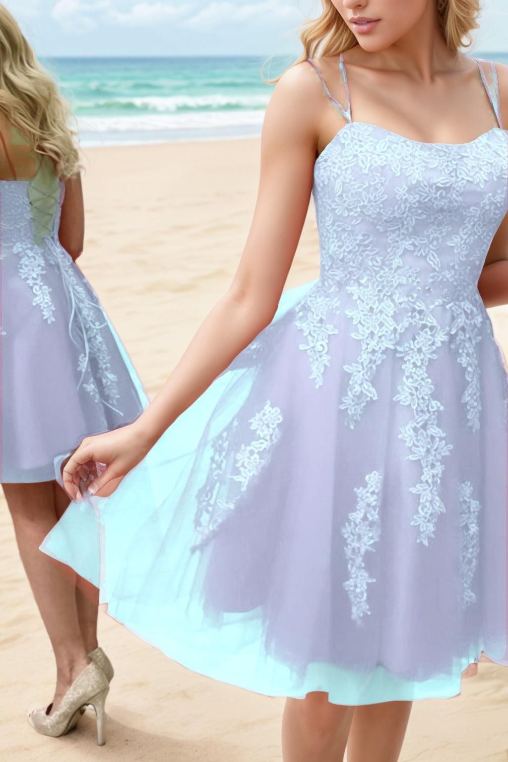 A-Line Knee Length Tulle Homecoming Dresses CS0521 - COCOMELODY