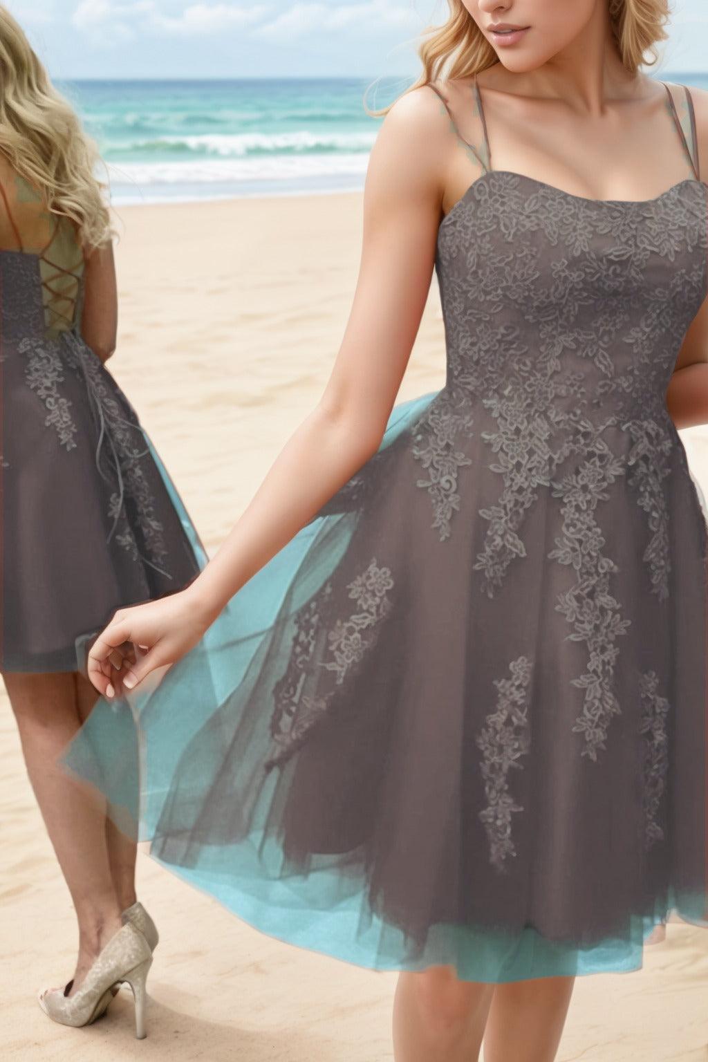 A-Line Knee Length Tulle Homecoming Dresses CS0521 - COCOMELODY