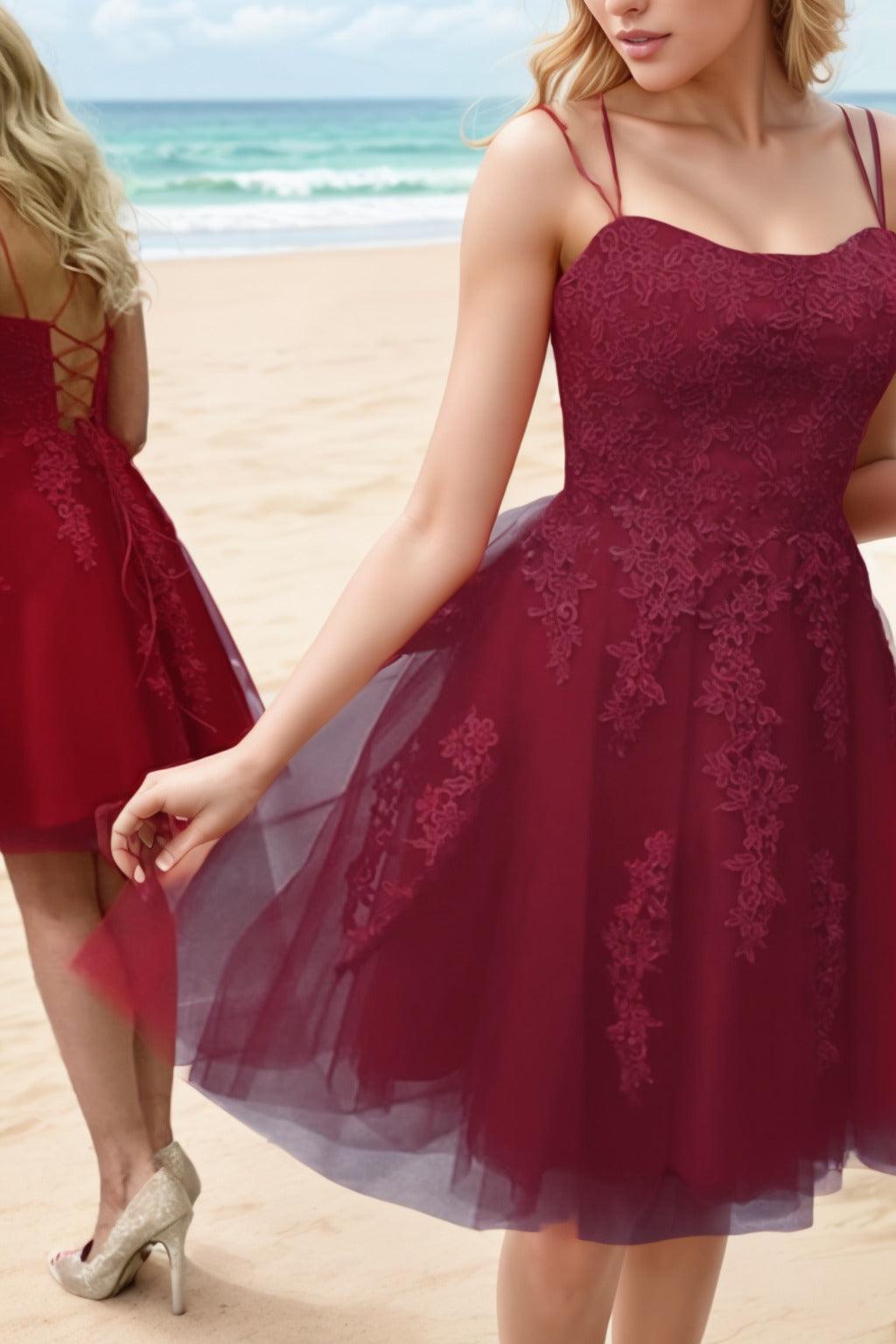 A-Line Knee Length Tulle Homecoming Dresses CS0521 - COCOMELODY