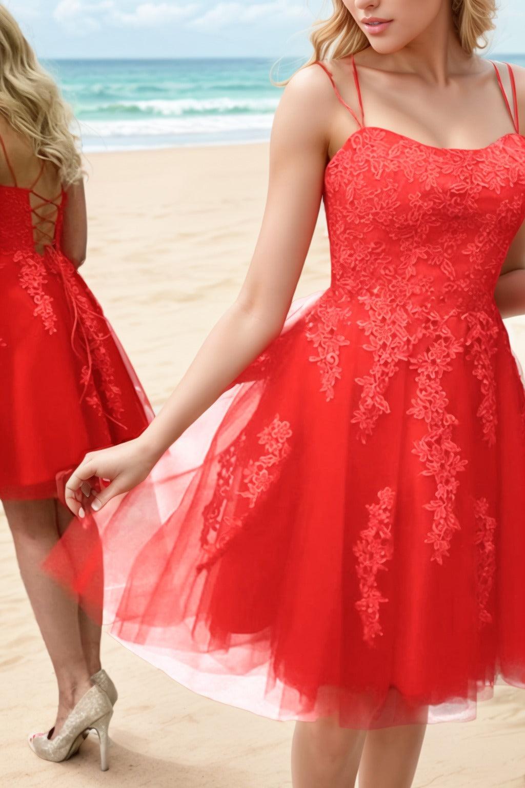 A-Line Knee Length Tulle Homecoming Dresses CS0521 - COCOMELODY