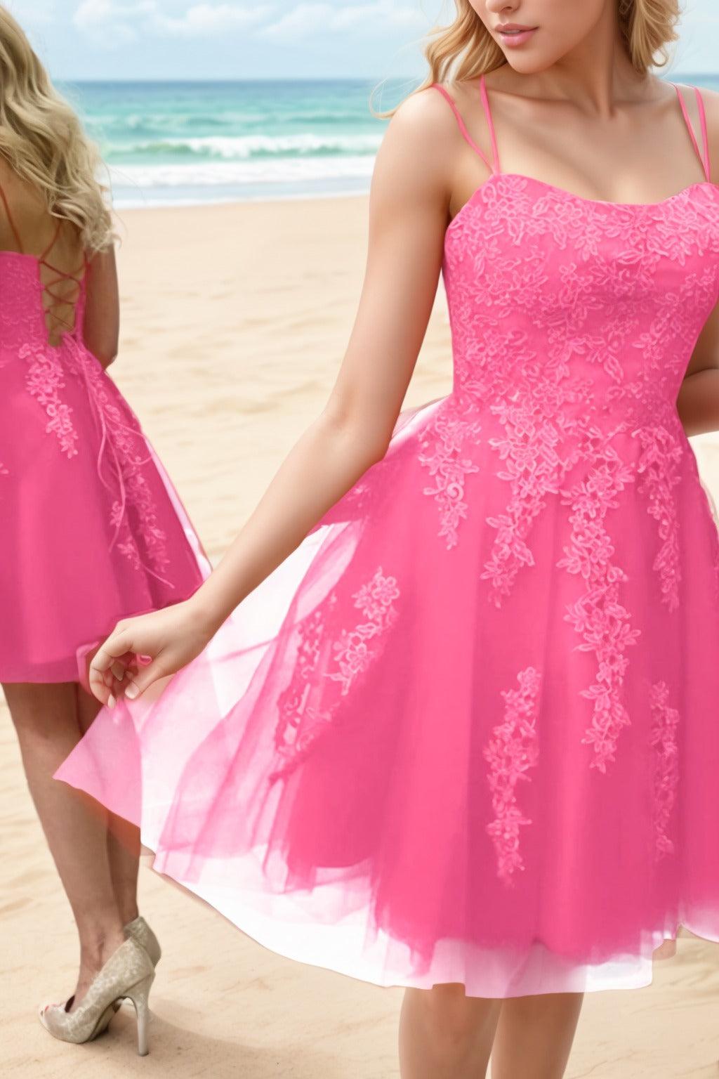 A-Line Knee Length Tulle Homecoming Dresses CS0521 - COCOMELODY