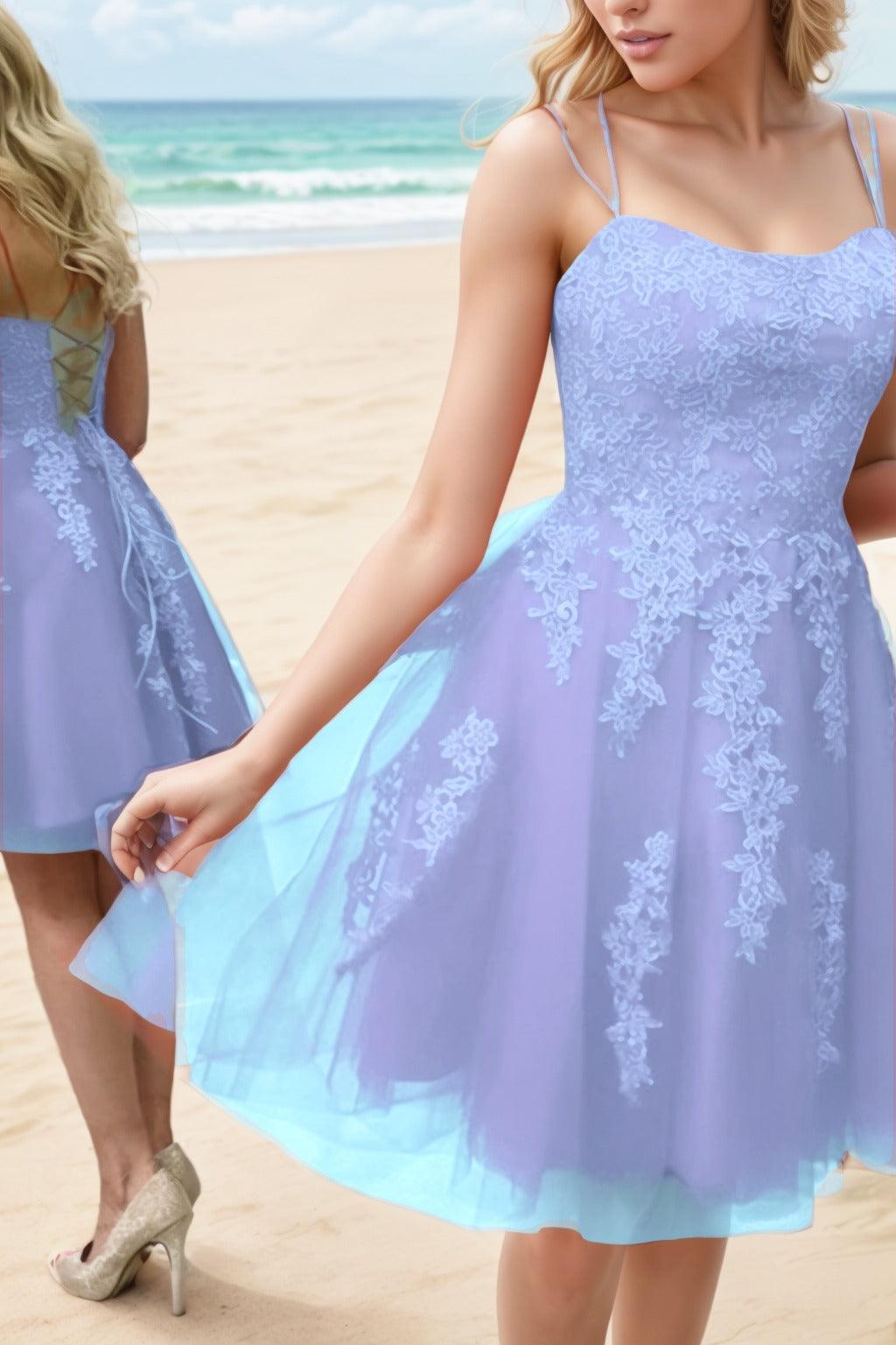 A-Line Knee Length Tulle Homecoming Dresses CS0521 - COCOMELODY
