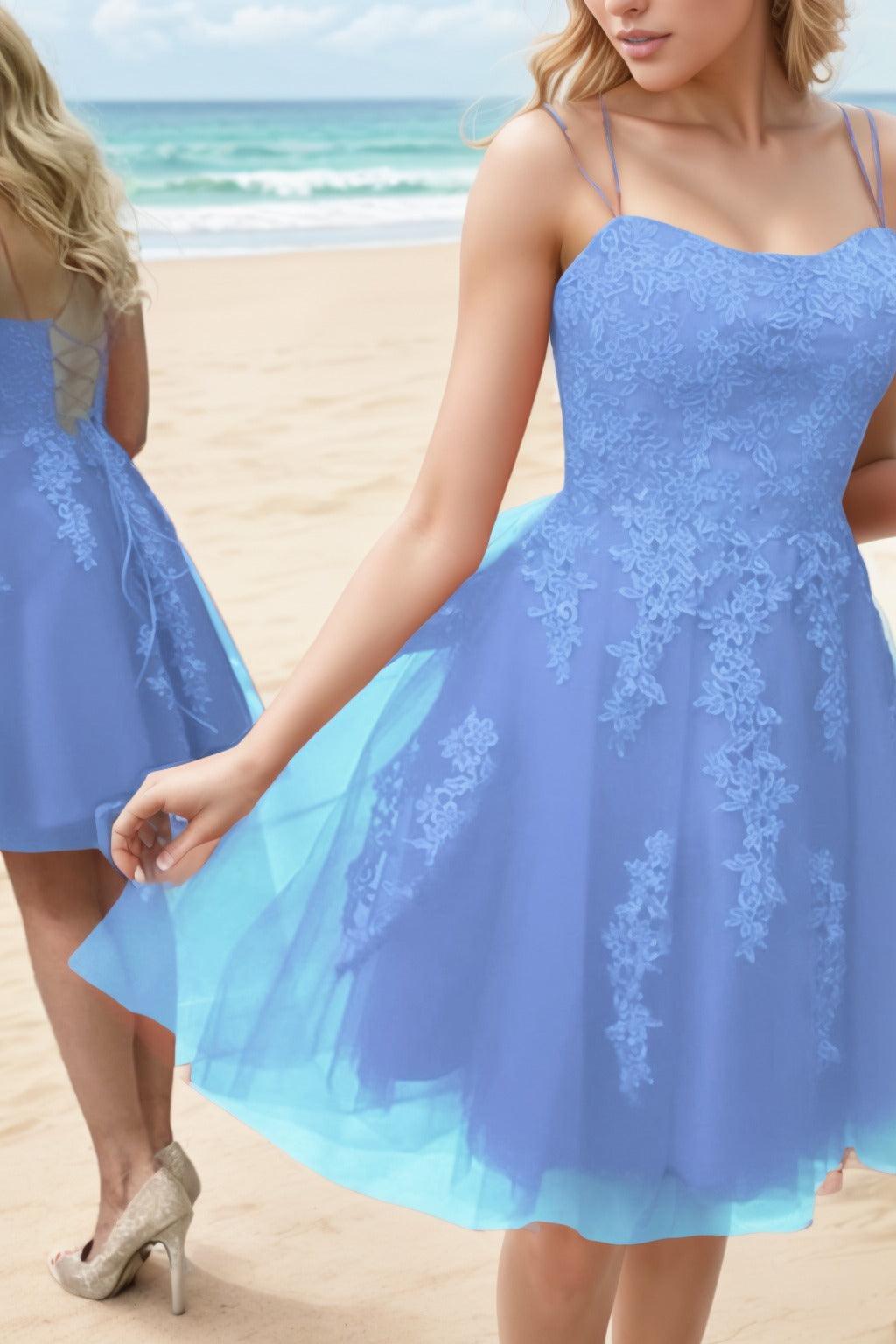 A-Line Knee Length Tulle Homecoming Dresses CS0521 - COCOMELODY