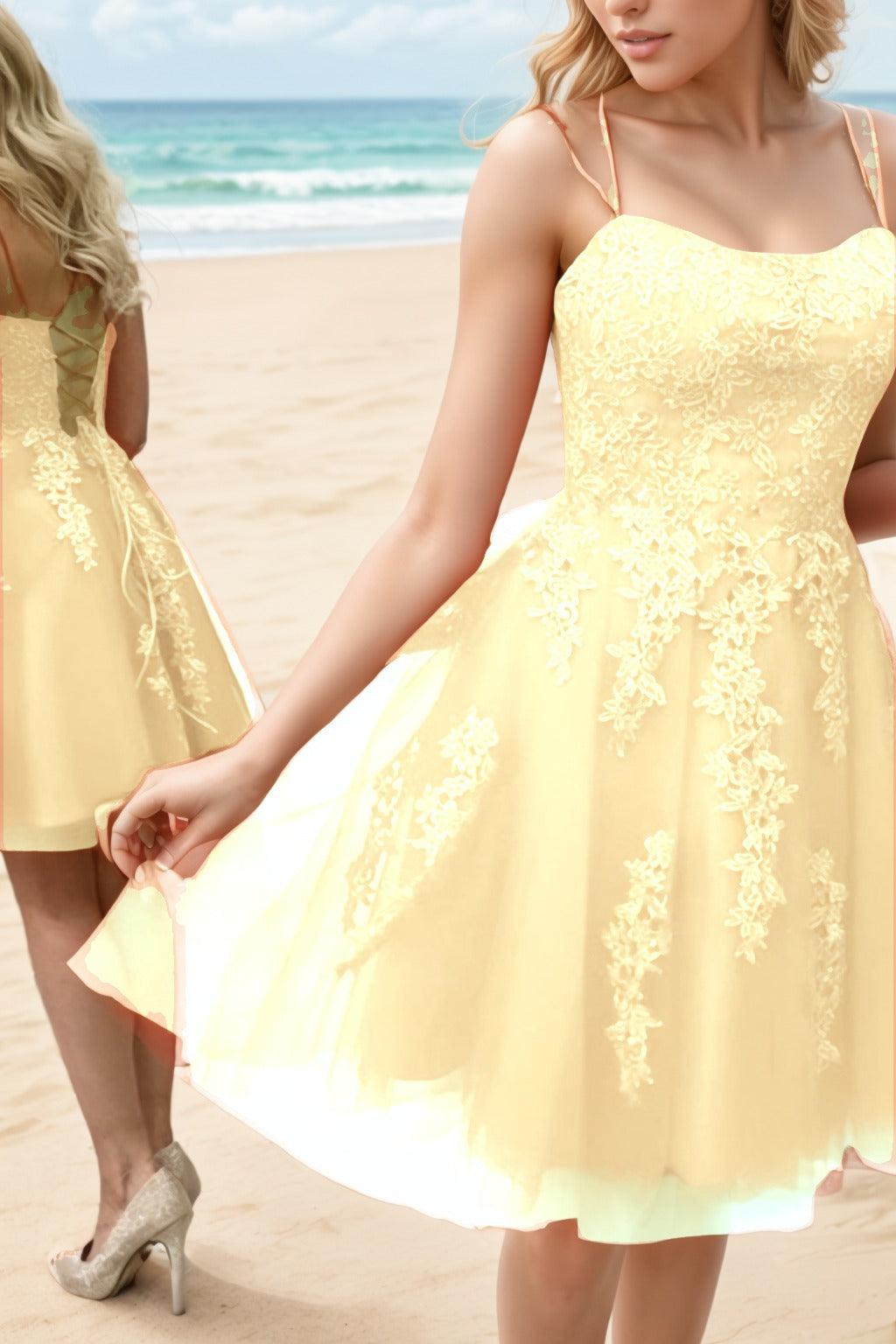 A-Line Knee Length Tulle Homecoming Dresses CS0521 - COCOMELODY