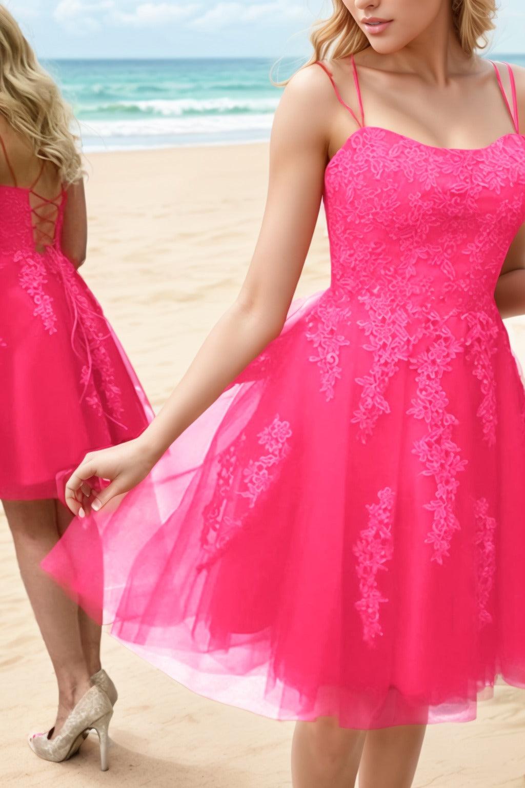A-Line Knee Length Tulle Homecoming Dresses CS0521 - COCOMELODY