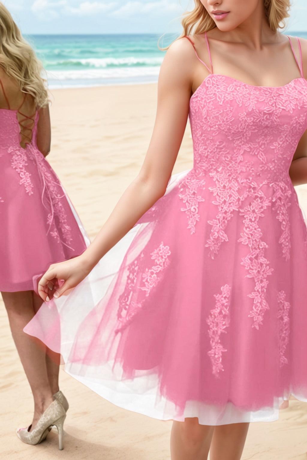 A-Line Knee Length Tulle Homecoming Dresses CS0521 - COCOMELODY