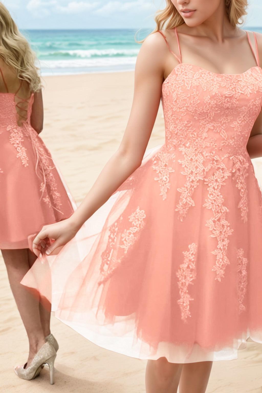 A-Line Knee Length Tulle Homecoming Dresses CS0521 - COCOMELODY