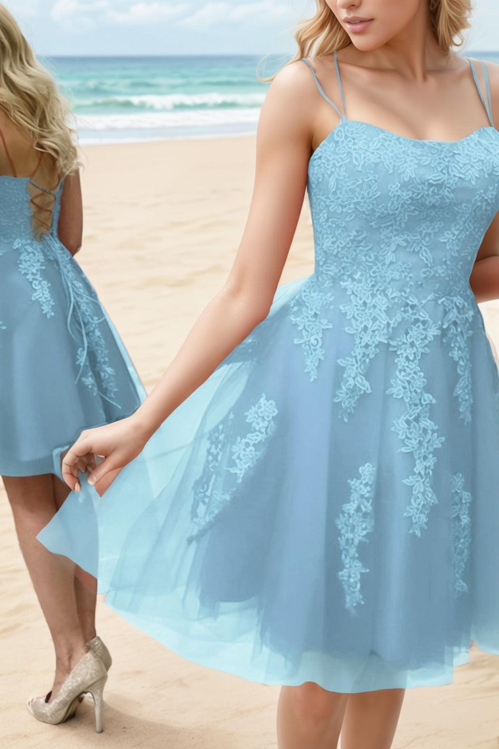 A-Line Knee Length Tulle Homecoming Dresses CS0521 - COCOMELODY