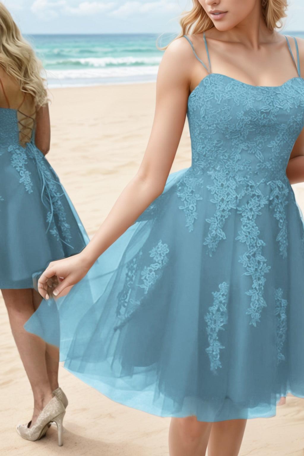 A-Line Knee Length Tulle Homecoming Dresses CS0521 - COCOMELODY