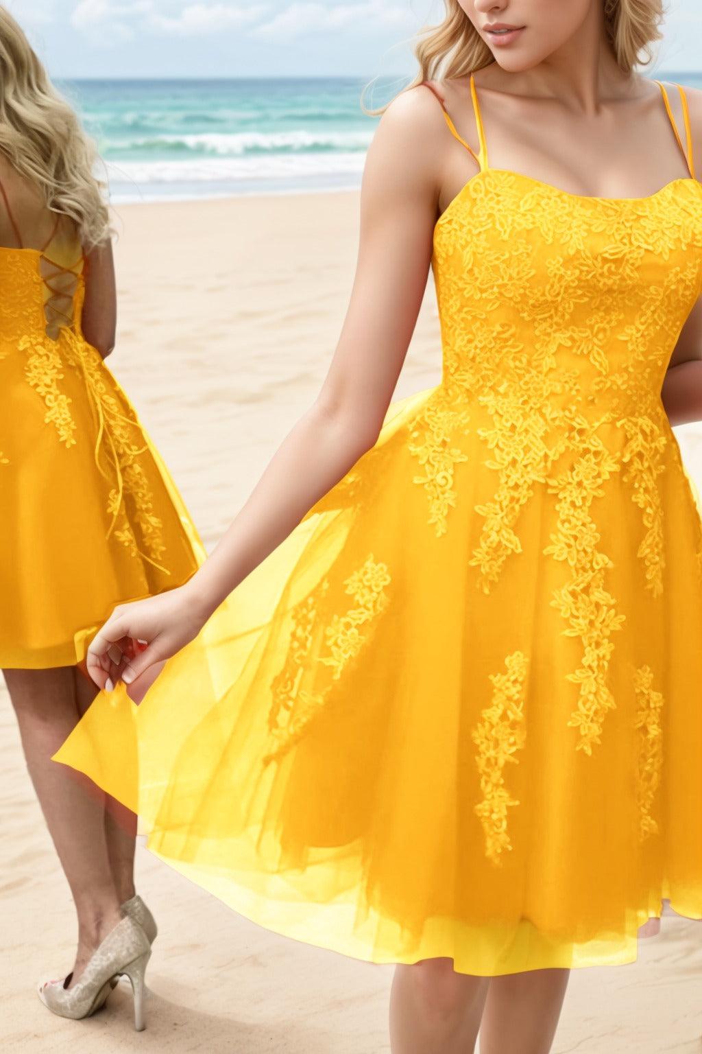 A-Line Knee Length Tulle Homecoming Dresses CS0521 - COCOMELODY
