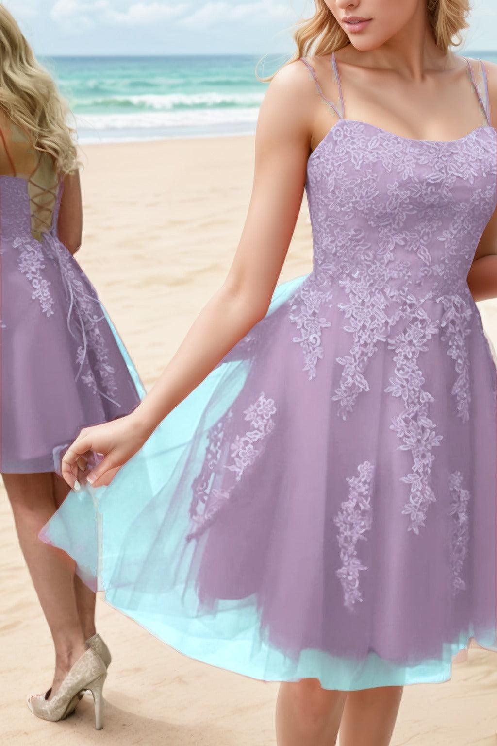 A-Line Knee Length Tulle Homecoming Dresses CS0521 - COCOMELODY
