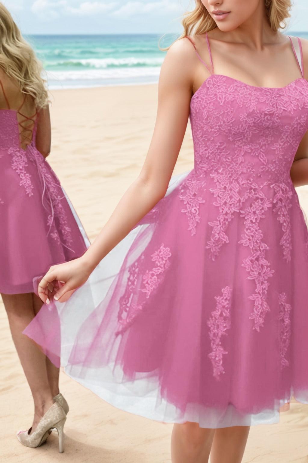 A-Line Knee Length Tulle Homecoming Dresses CS0521 - COCOMELODY