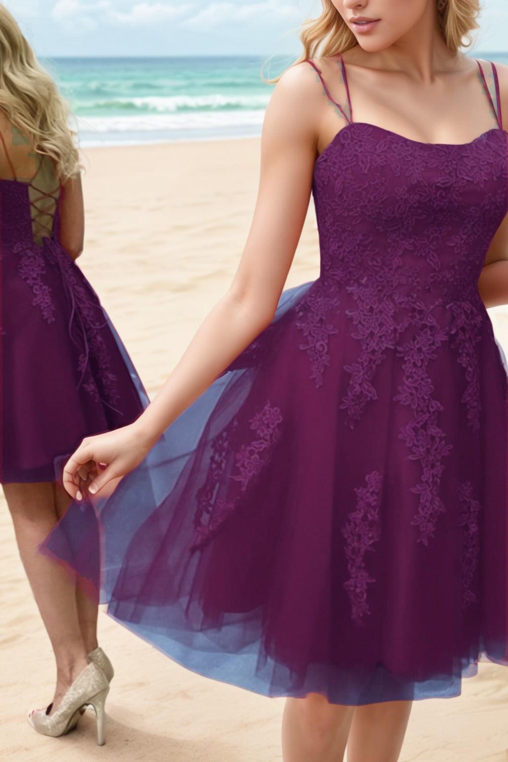 A-Line Knee Length Tulle Homecoming Dresses CS0521 - COCOMELODY