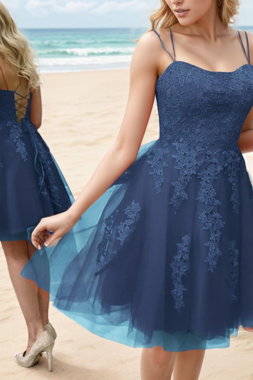 A-Line Knee Length Tulle Homecoming Dresses CS0521 - COCOMELODY