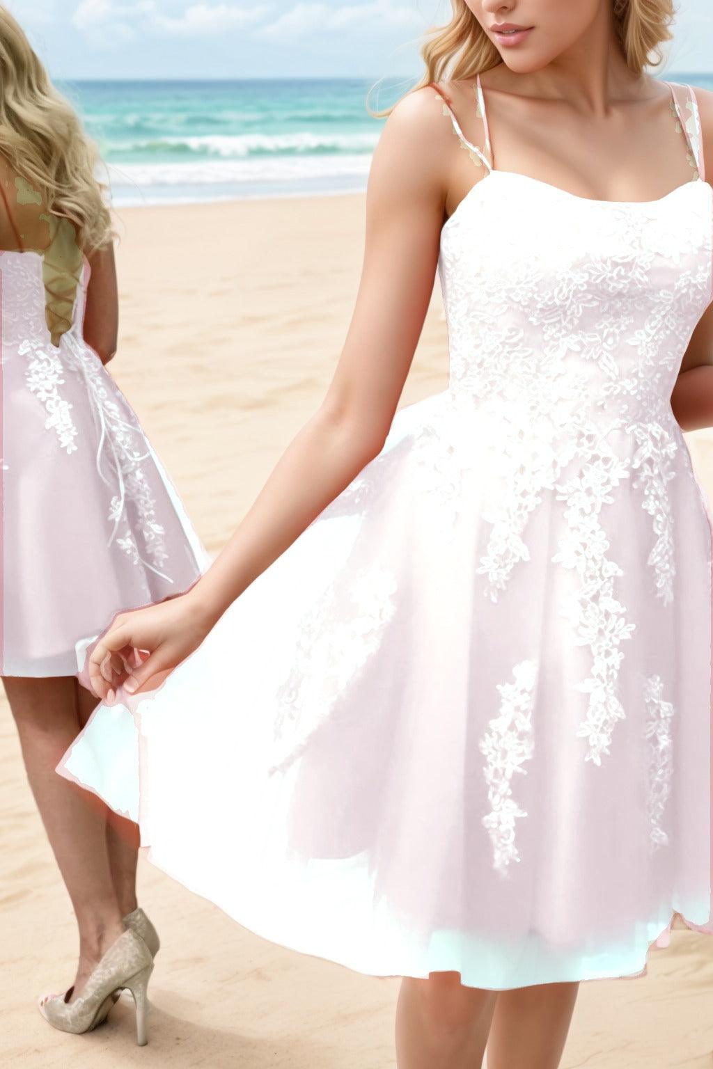 A-Line Knee Length Tulle Homecoming Dresses CS0521 - COCOMELODY