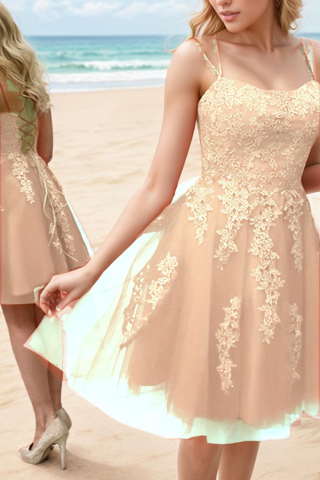 A-Line Knee Length Tulle Homecoming Dresses CS0521 - COCOMELODY