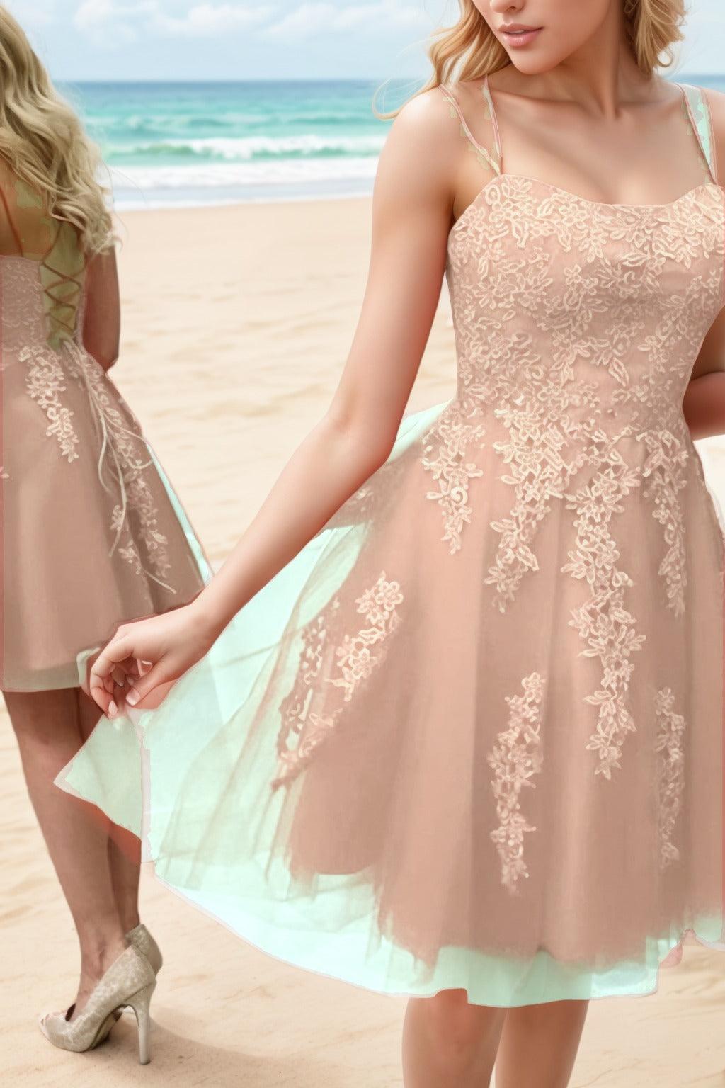 A-Line Knee Length Tulle Homecoming Dresses CS0521 - COCOMELODY