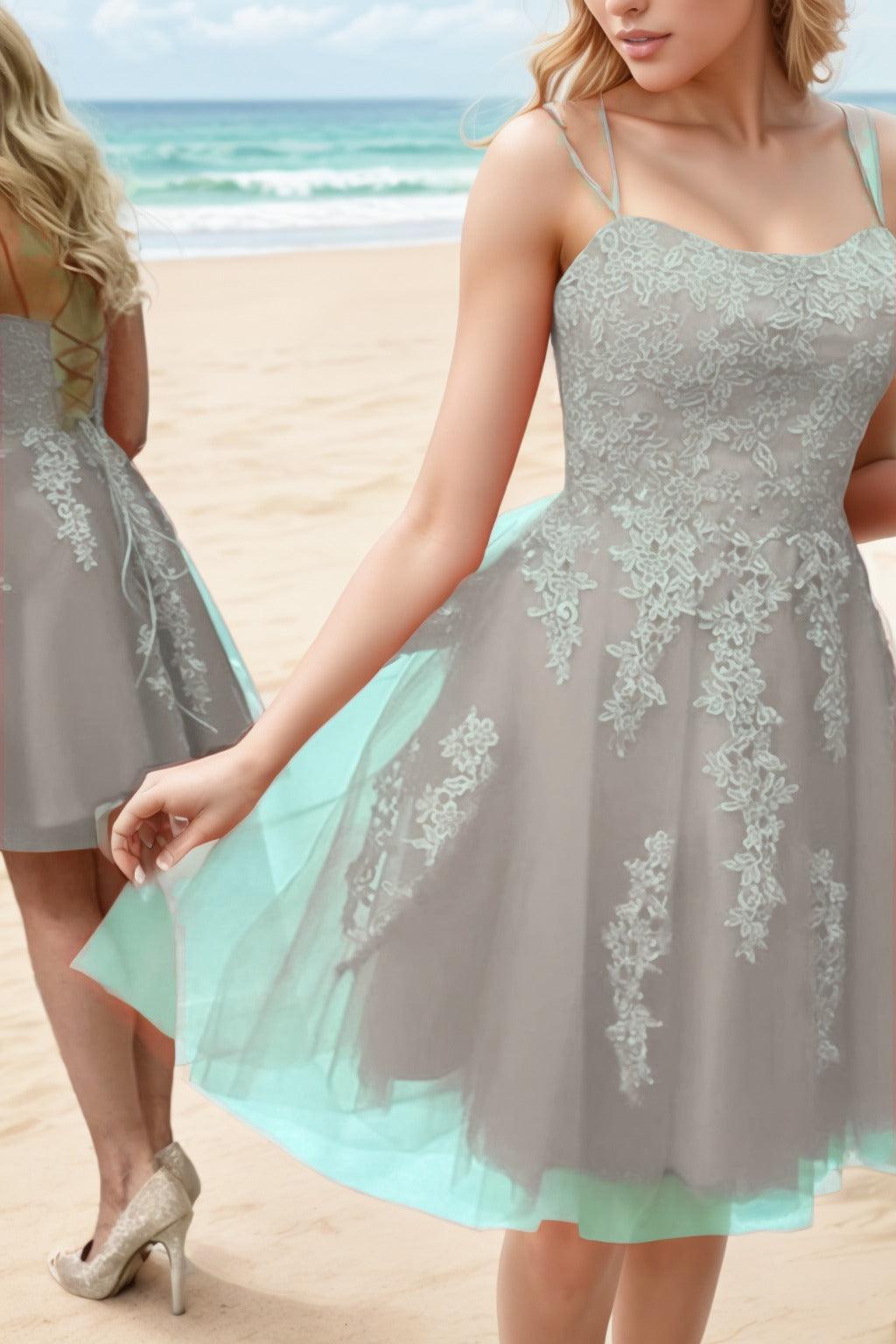 A-Line Knee Length Tulle Homecoming Dresses CS0521 - COCOMELODY