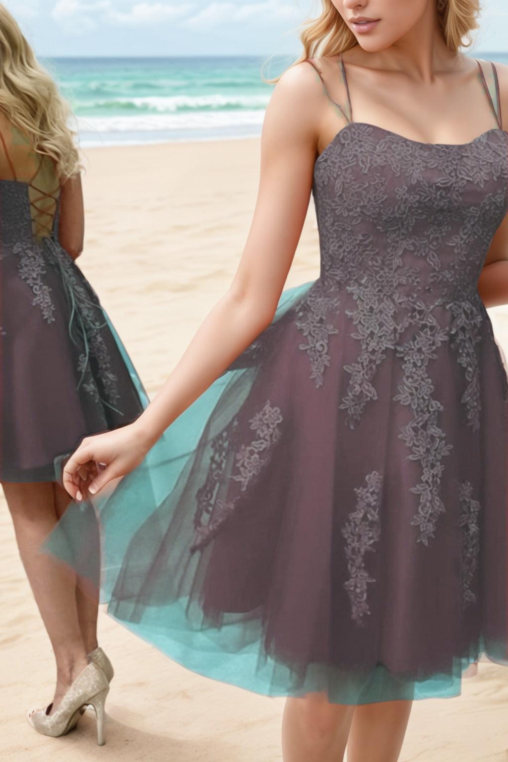 A-Line Knee Length Tulle Homecoming Dresses CS0521 - COCOMELODY