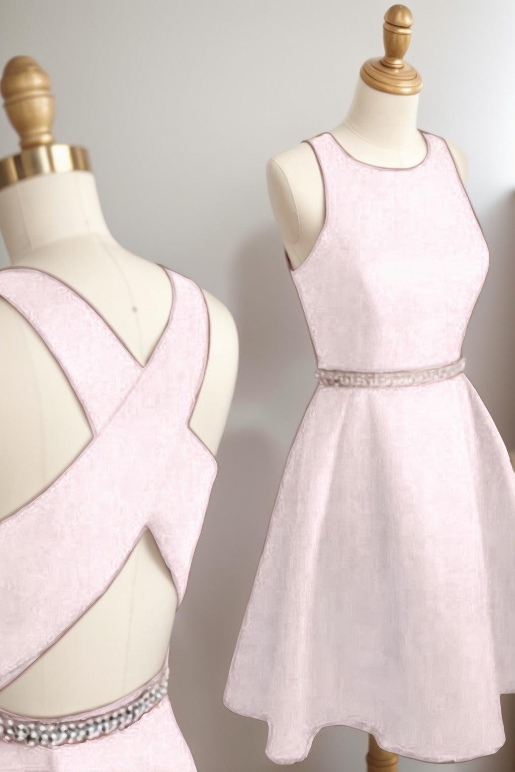 A-Line Tea Length Satin Homecoming Dresses CS0522 - COCOMELODY
