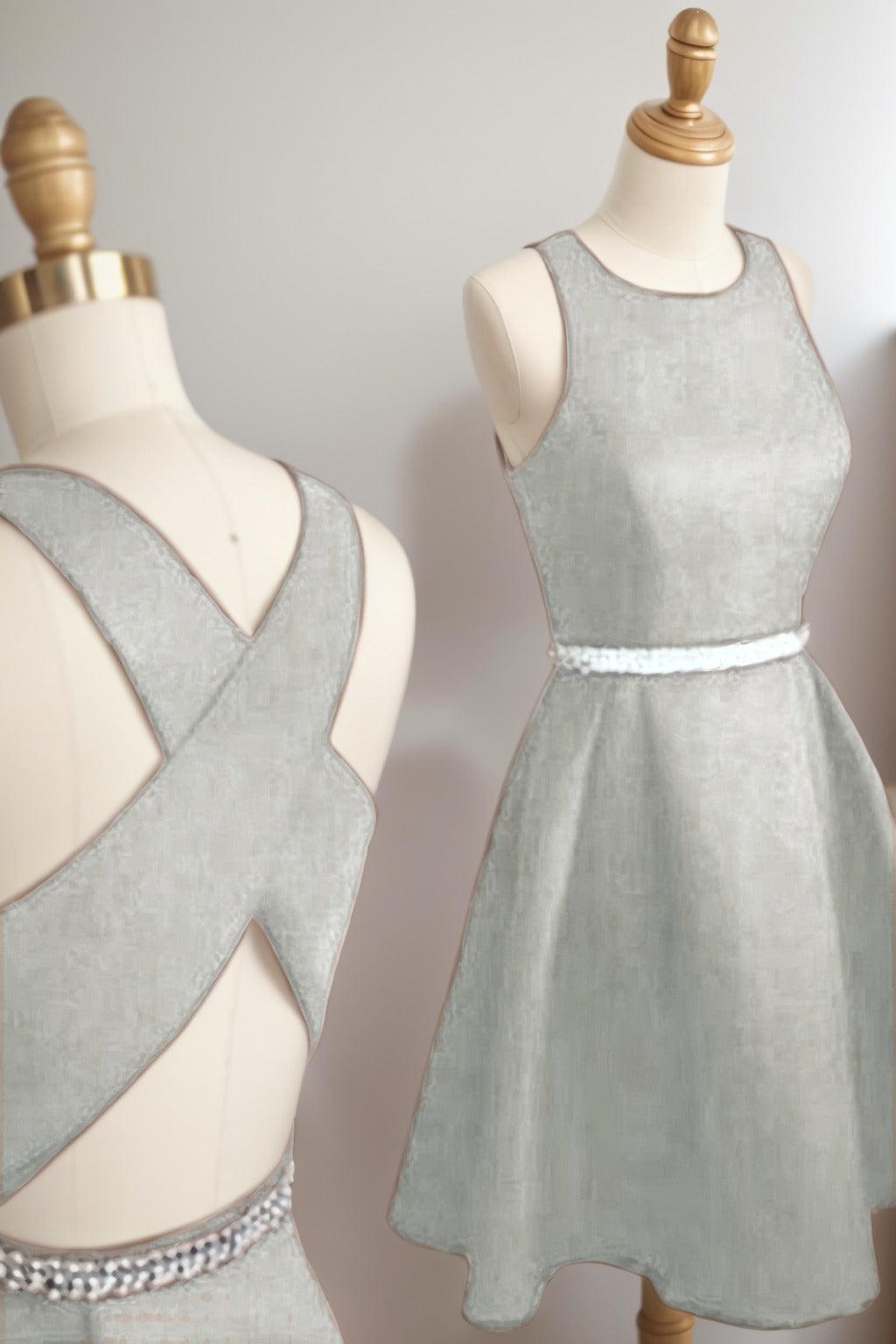 A-Line Tea Length Satin Homecoming Dresses CS0522 - COCOMELODY