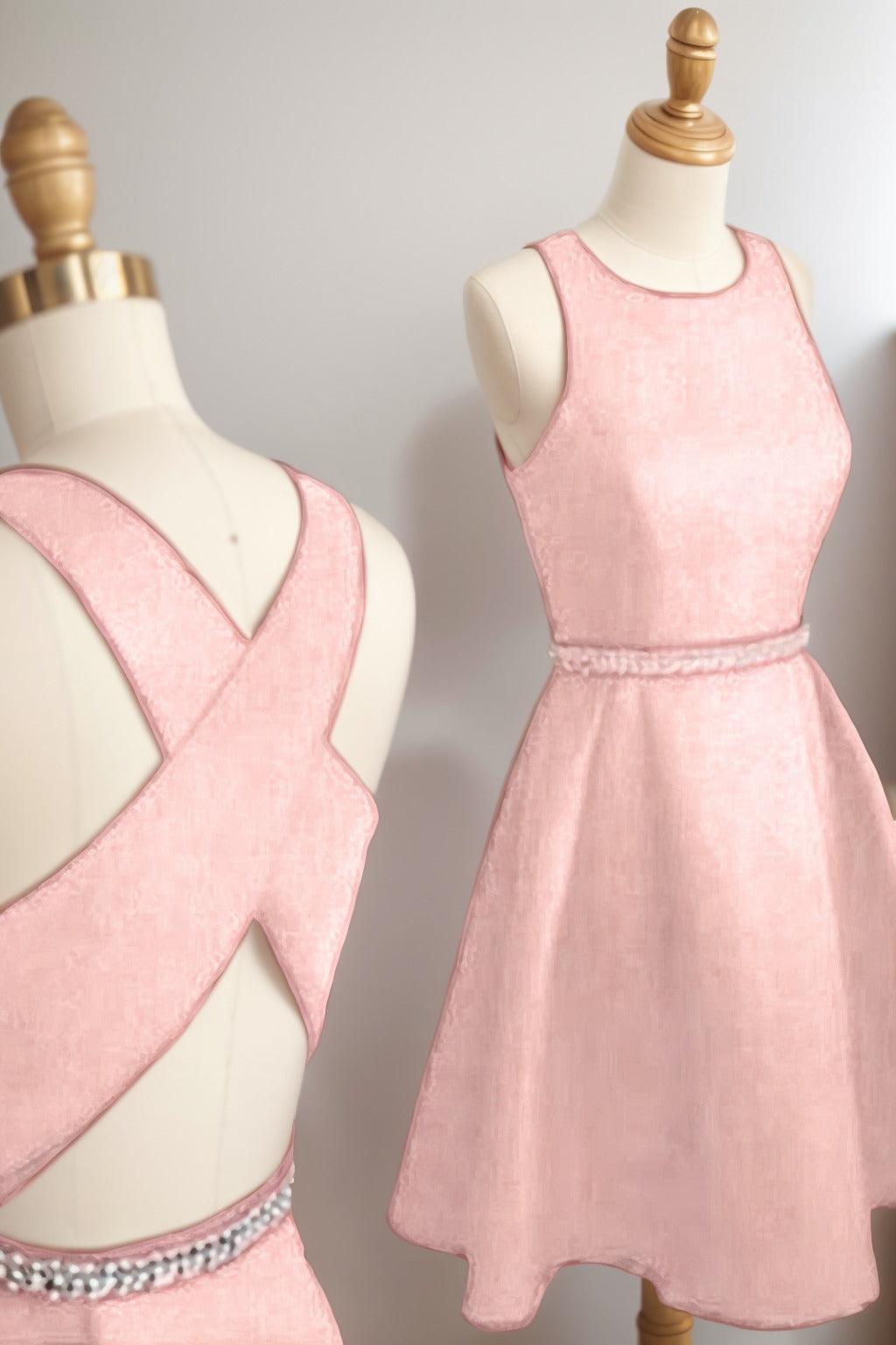 A-Line Tea Length Satin Homecoming Dresses CS0522 - COCOMELODY