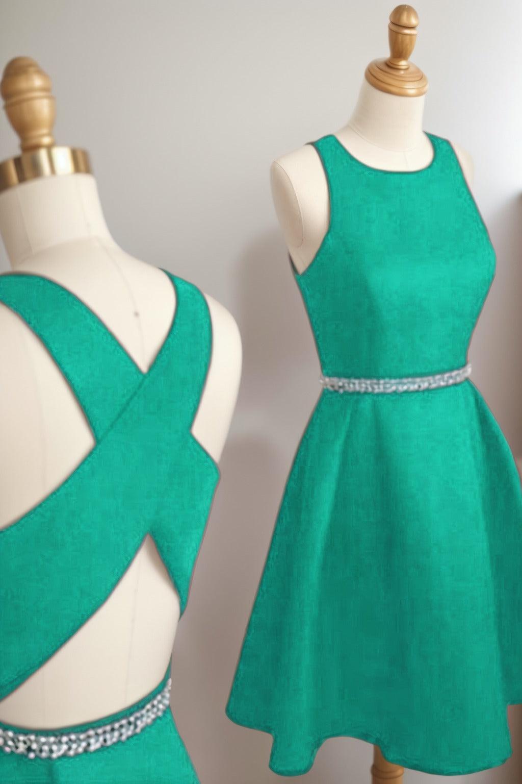 A-Line Tea Length Satin Homecoming Dresses CS0522 - COCOMELODY