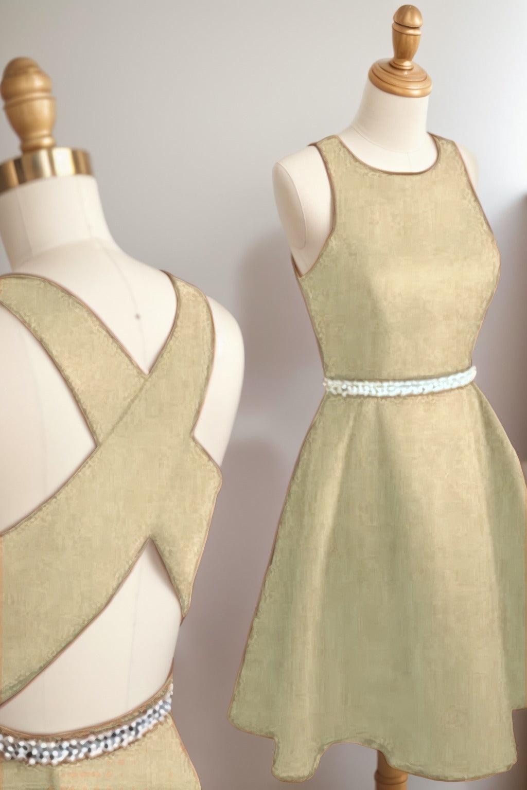 A-Line Tea Length Satin Homecoming Dresses CS0522 - COCOMELODY