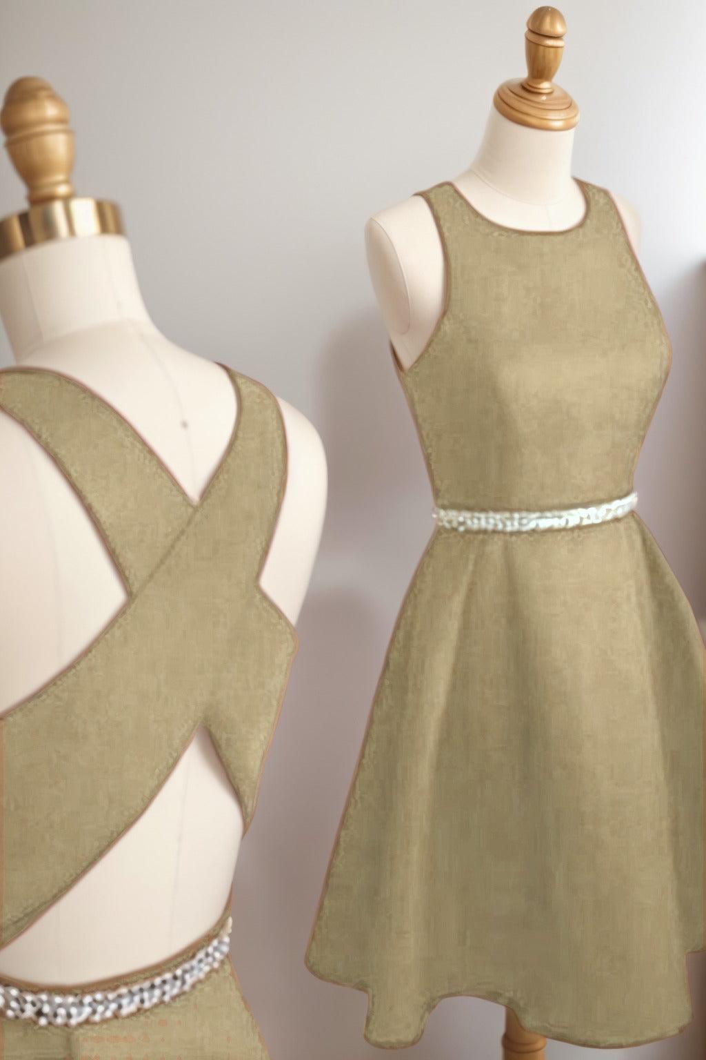 A-Line Tea Length Satin Homecoming Dresses CS0522 - COCOMELODY