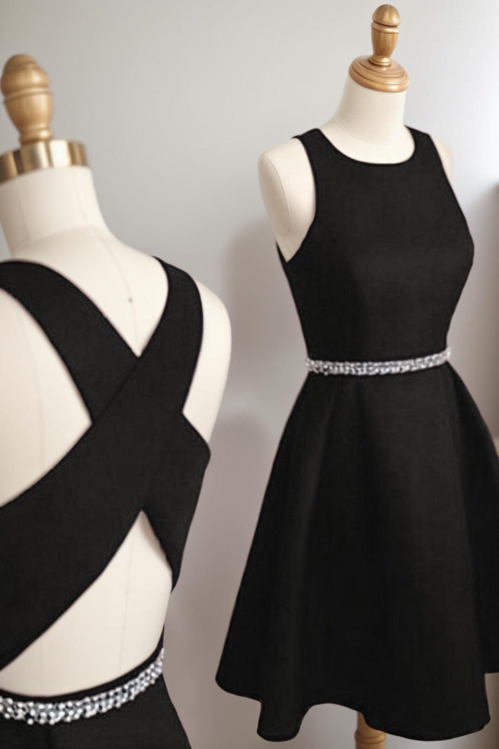 A-Line Tea Length Satin Homecoming Dresses CS0522 - COCOMELODY