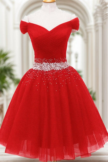 A-Line Knee Length Tulle Homecoming Dresses CS0524 - COCOMELODY