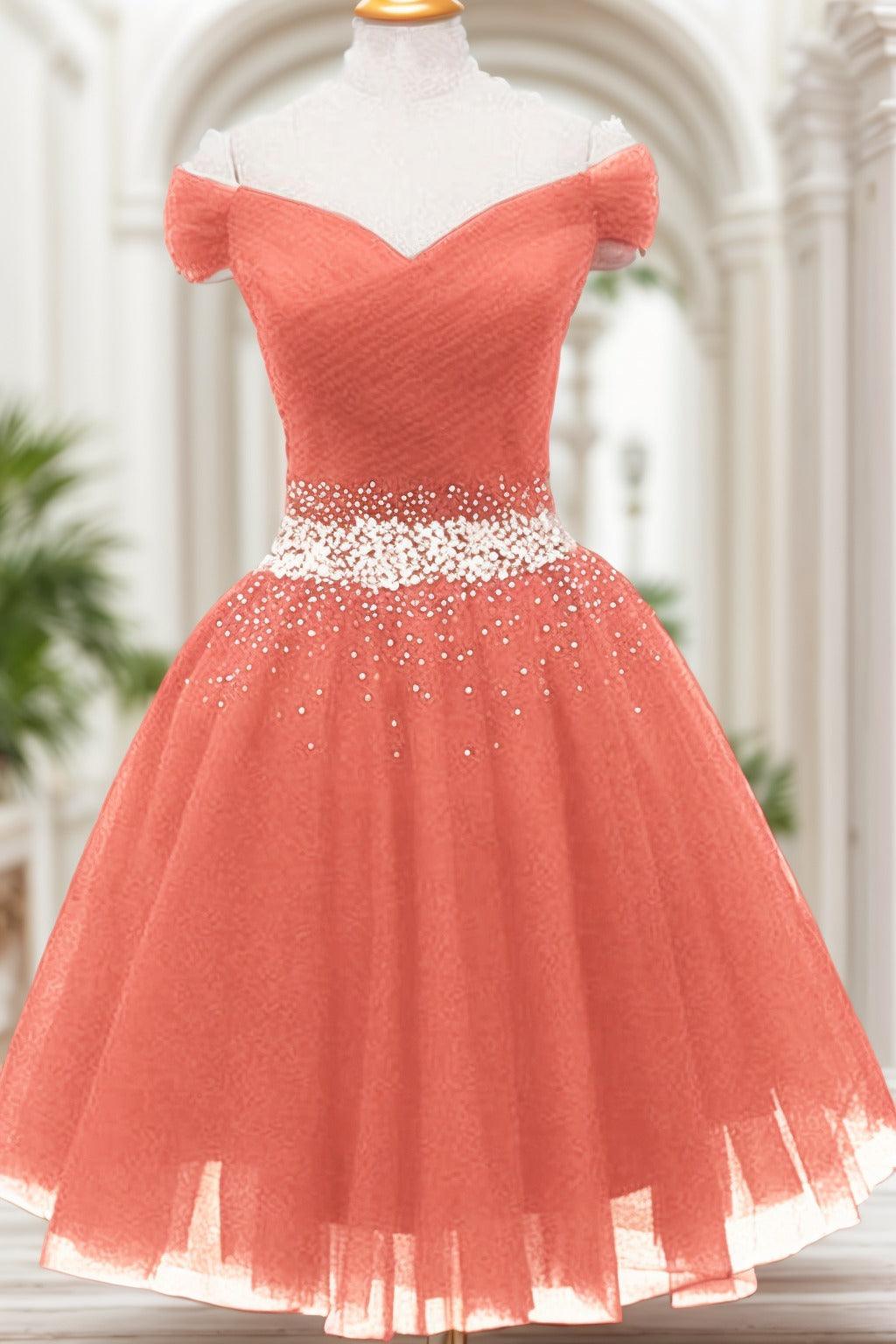 A-Line Knee Length Tulle Homecoming Dresses CS0524 - COCOMELODY